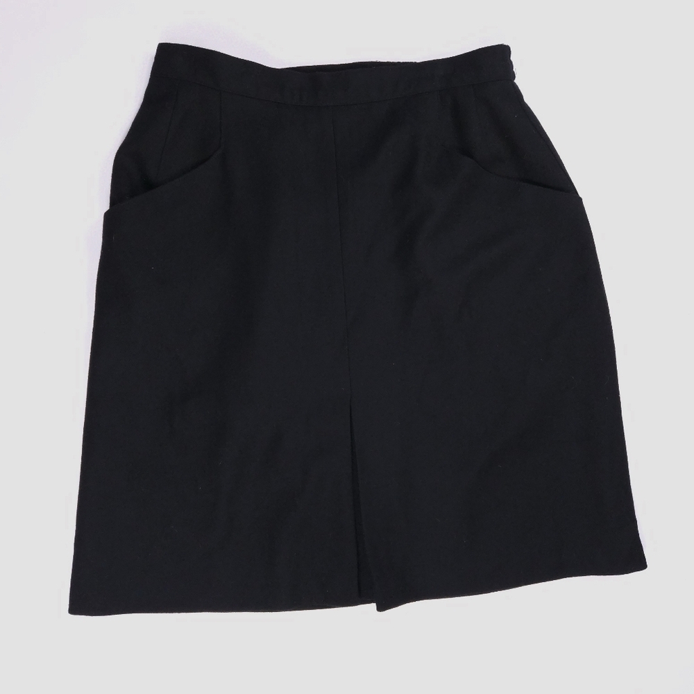 Norton McNaughton Black Wool Lined Vintage Skirt With Pockets 28" Waist